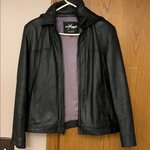 Wilson’s black leather coat with hood
